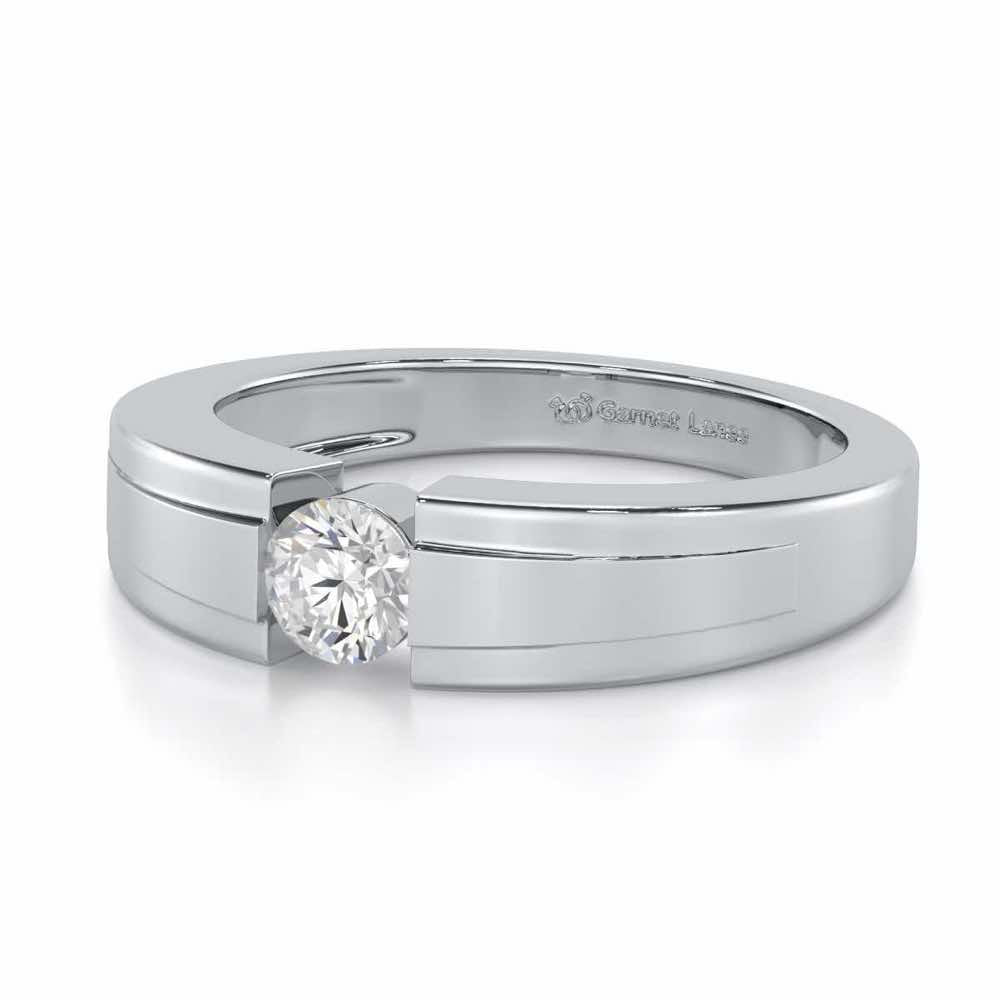 Valor Spark Men Solitaire Ring - White Gold - Image 2