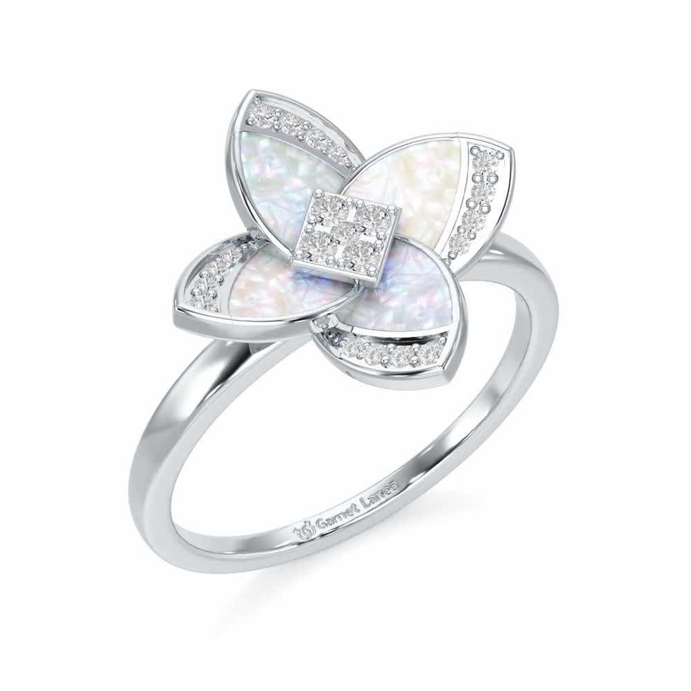 Velvet Blossom Silver Ring - White Gold - Image 1