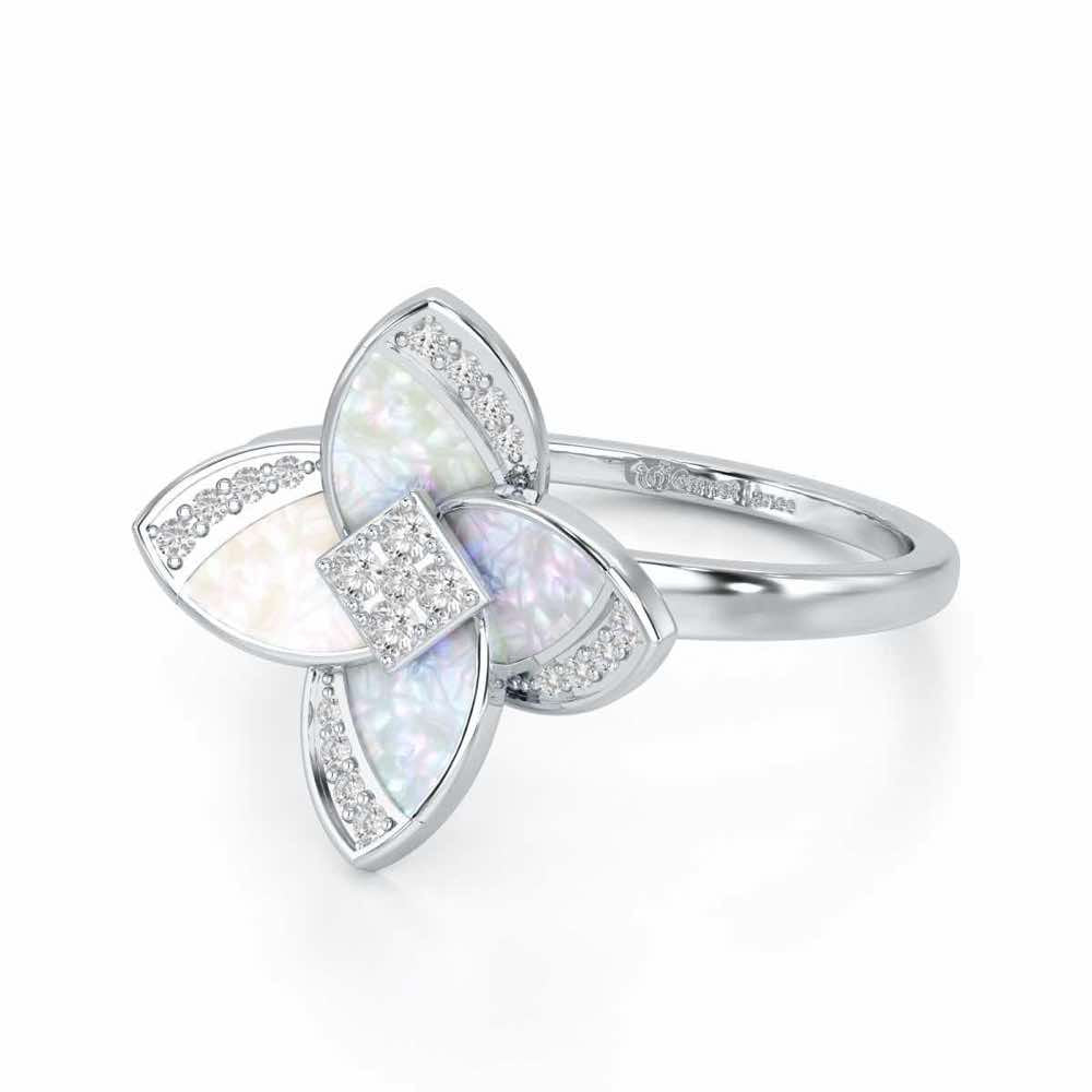 Velvet Blossom Silver Ring - White Gold - Image 2