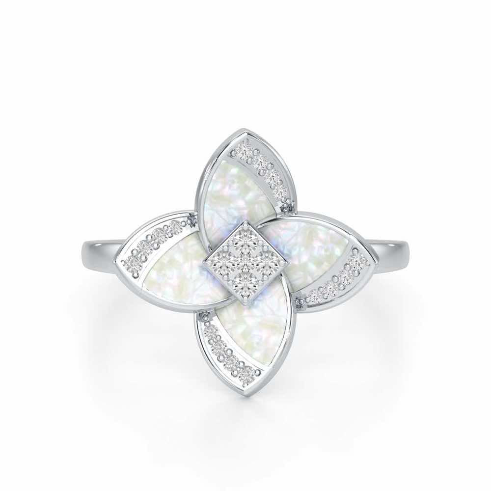 Velvet Blossom Silver Ring - White Gold - Image 4