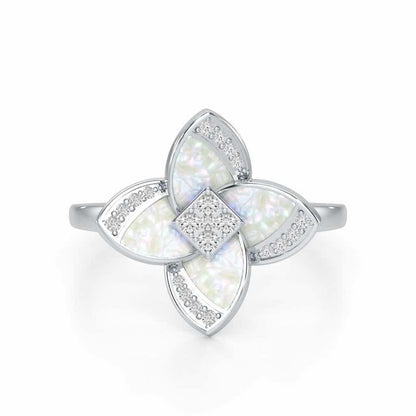 Velvet Blossom Silver Ring - White Gold - Image 4