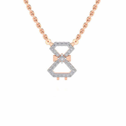 Vertical Bow Silver Pendant - Rose Gold - Image 1