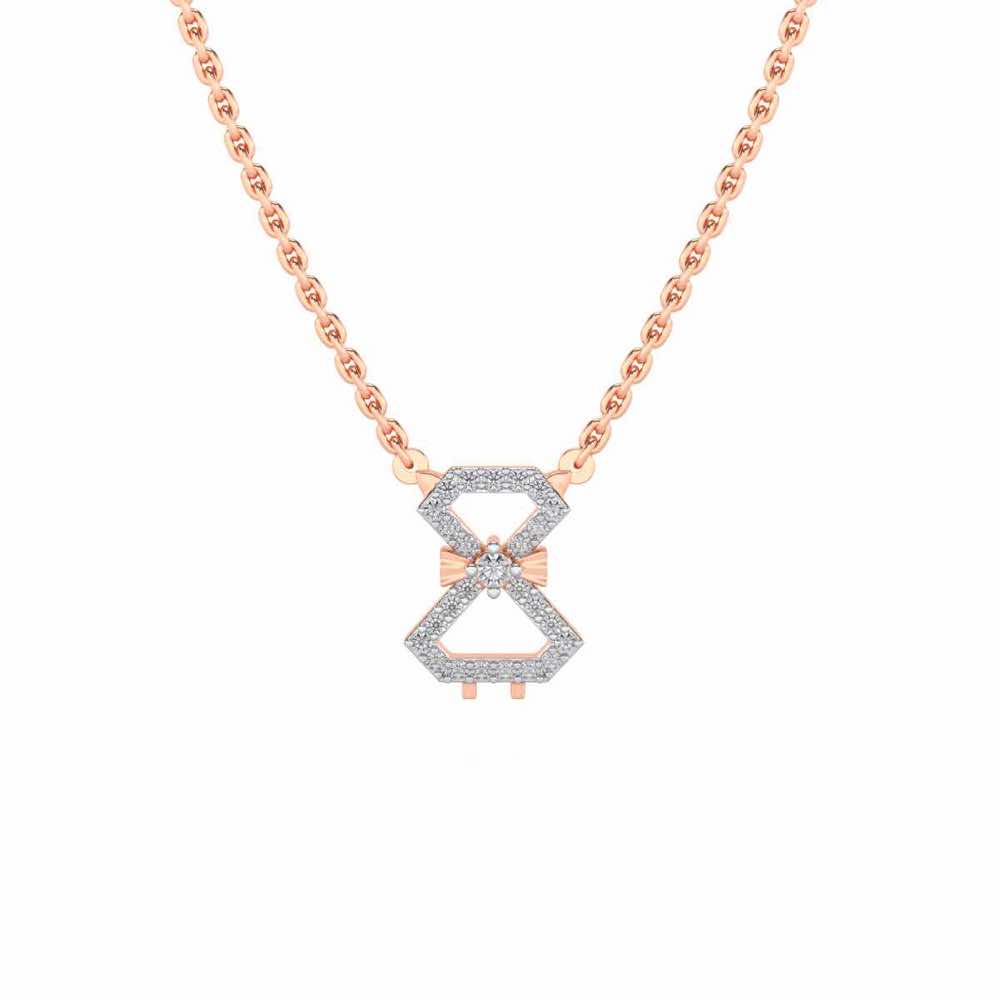 Vertical Bow Silver Pendant - Rose Gold - Image 2