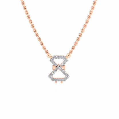 Vertical Bow Silver Pendant - Rose Gold - Image 2