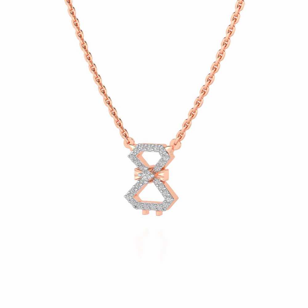 Vertical Bow Silver Pendant - Rose Gold - Image 3