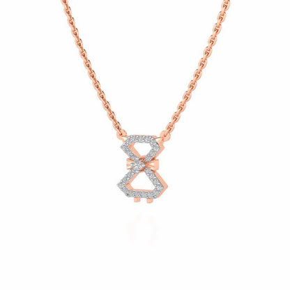 Vertical Bow Silver Pendant - Rose Gold - Image 3