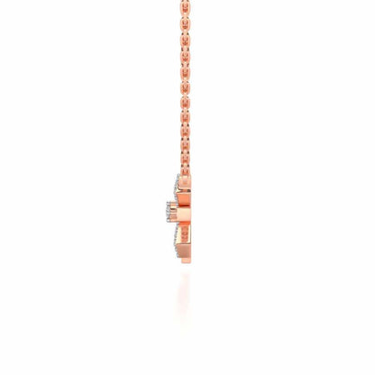 Vertical Bow Silver Pendant - Rose Gold - Image 4