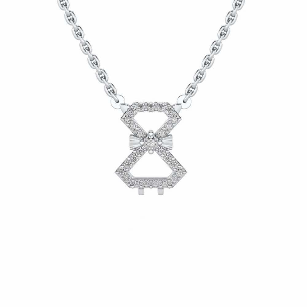 Vertical Bow Silver Pendant - White Gold - Image 1