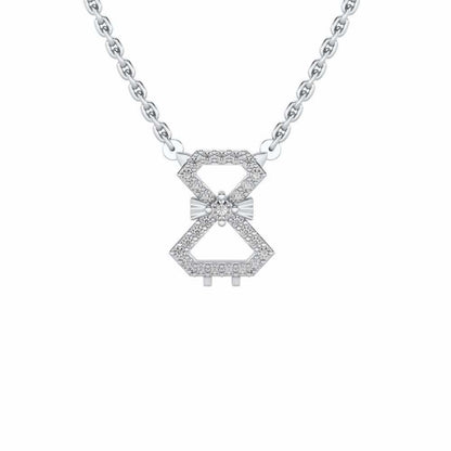 Vertical Bow Silver Pendant - White Gold - Image 1