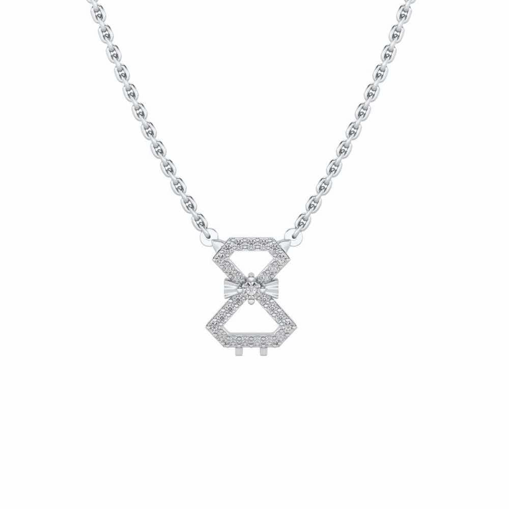 Vertical Bow Silver Pendant - White Gold - Image 2
