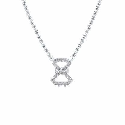 Vertical Bow Silver Pendant - White Gold - Image 2