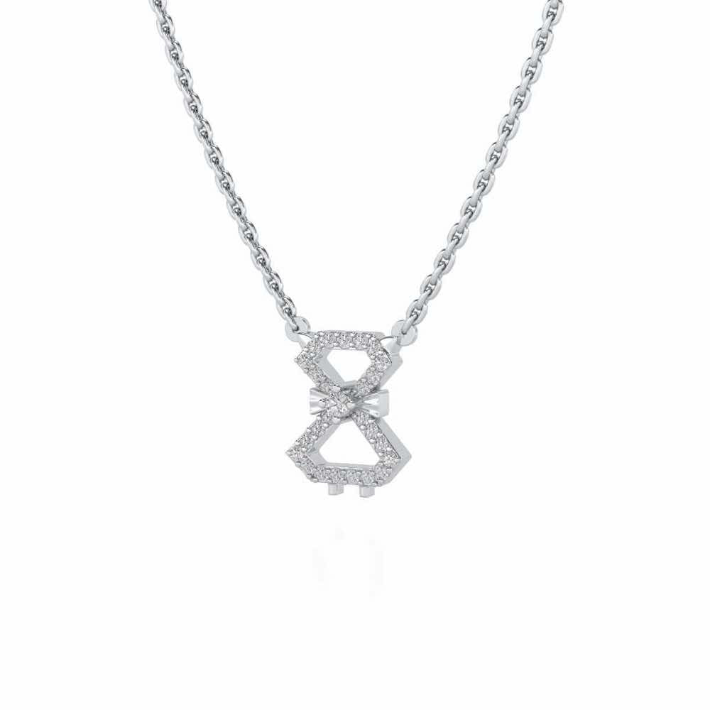 Vertical Bow Silver Pendant - White Gold - Image 3