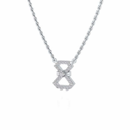 Vertical Bow Silver Pendant - White Gold - Image 3