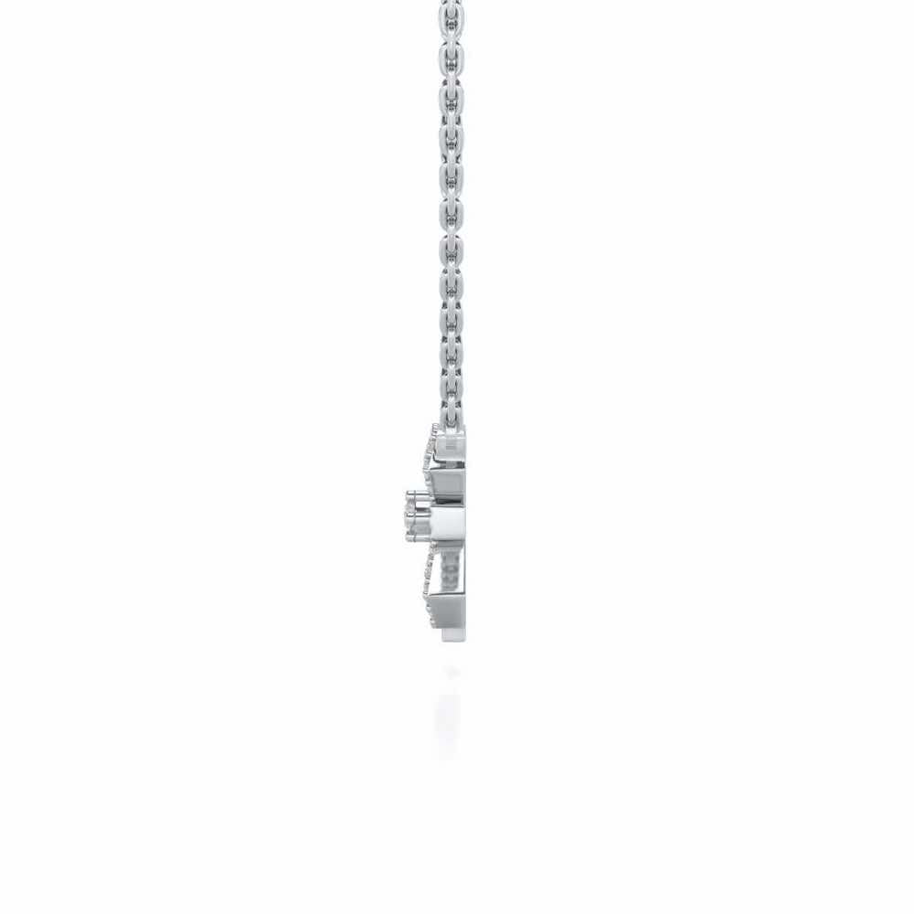Vertical Bow Silver Pendant - White Gold - Image 4