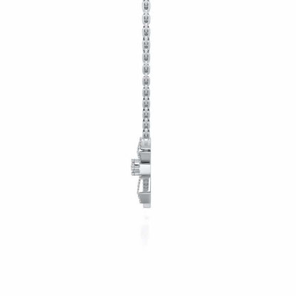 Vertical Bow Silver Pendant - White Gold - Image 4