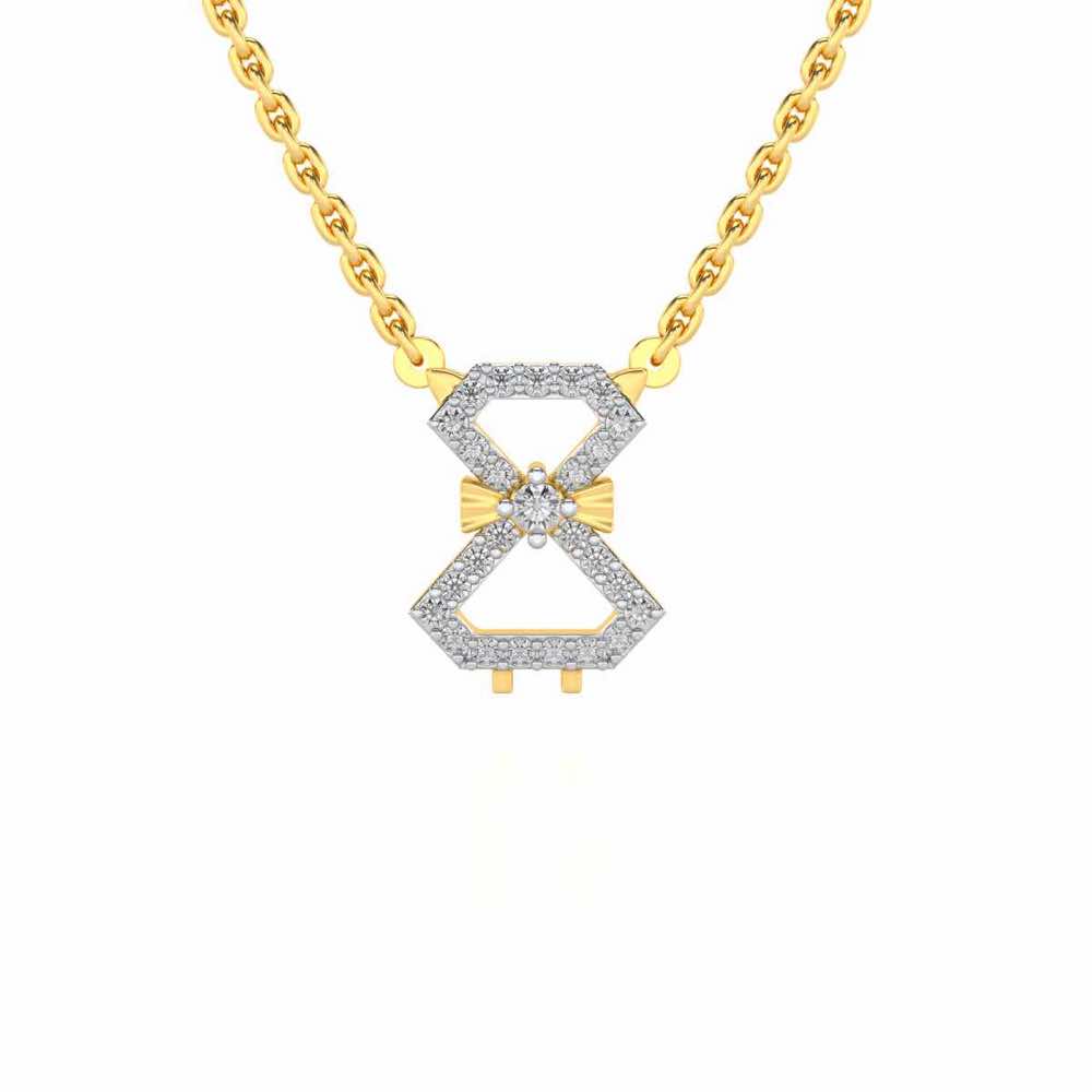 Vertical Bow Silver Pendant - Yellow Gold - Image 1
