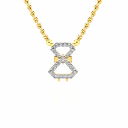 Vertical Bow Silver Pendant - Yellow Gold - Image 1