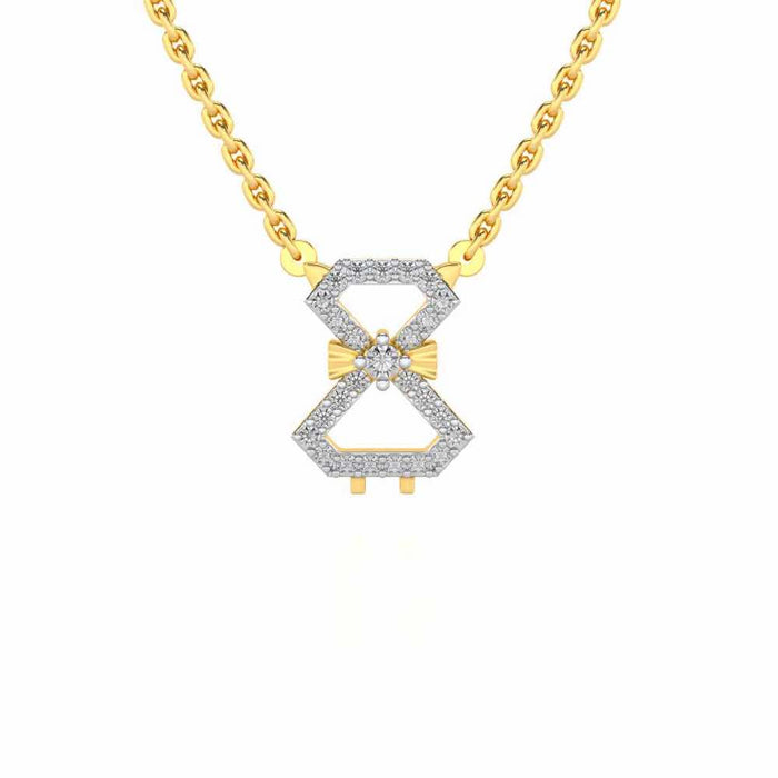 Vertical Bow Silver Pendant - Yellow Gold - Image 1