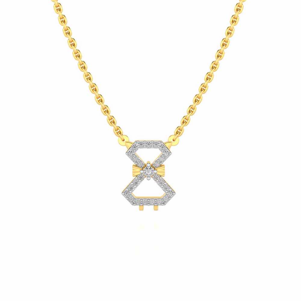 Vertical Bow Silver Pendant - Yellow Gold - Image 2