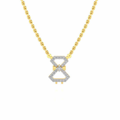 Vertical Bow Silver Pendant - Yellow Gold - Image 2