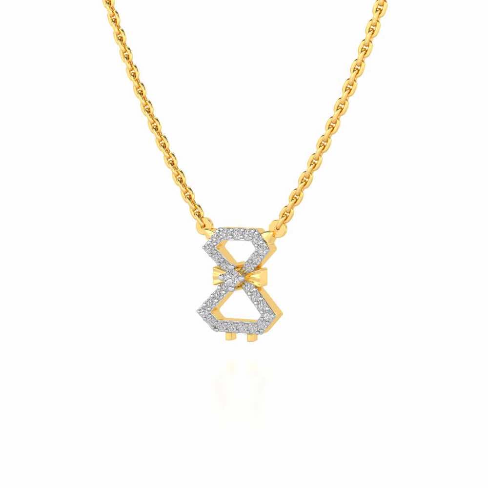 Vertical Bow Silver Pendant - Yellow Gold - Image 3