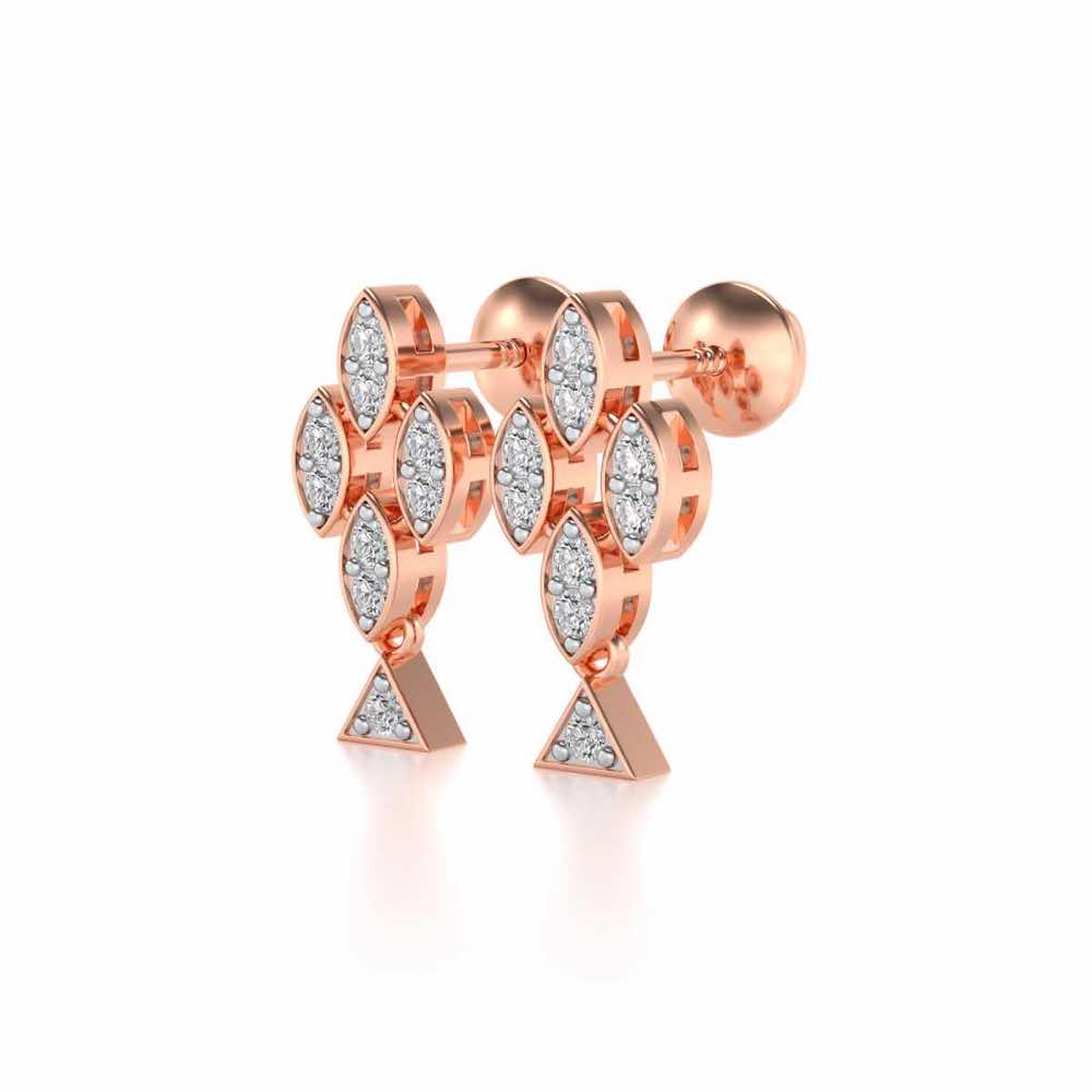 Vertical Eye Silver Earrings - Rose Gold - Image 3