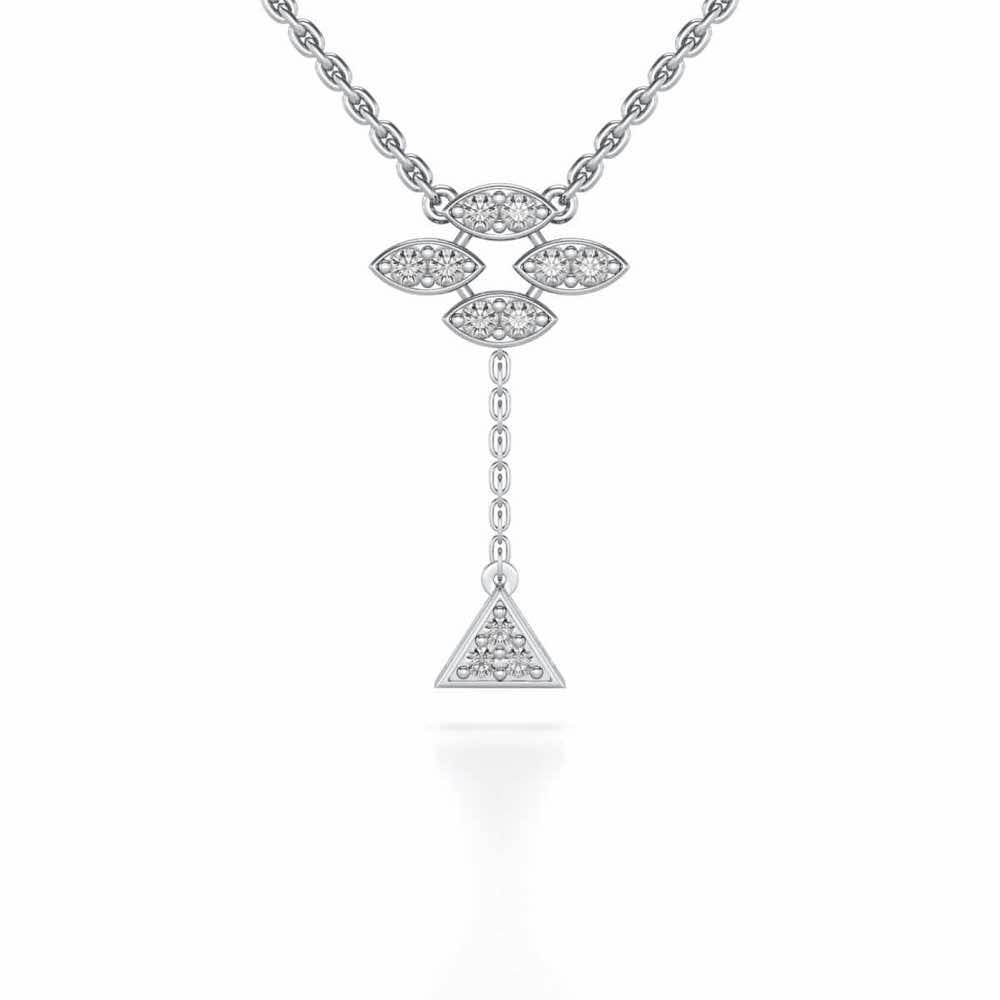 Vertical Eye Silver Pendant - White Gold - Image 1
