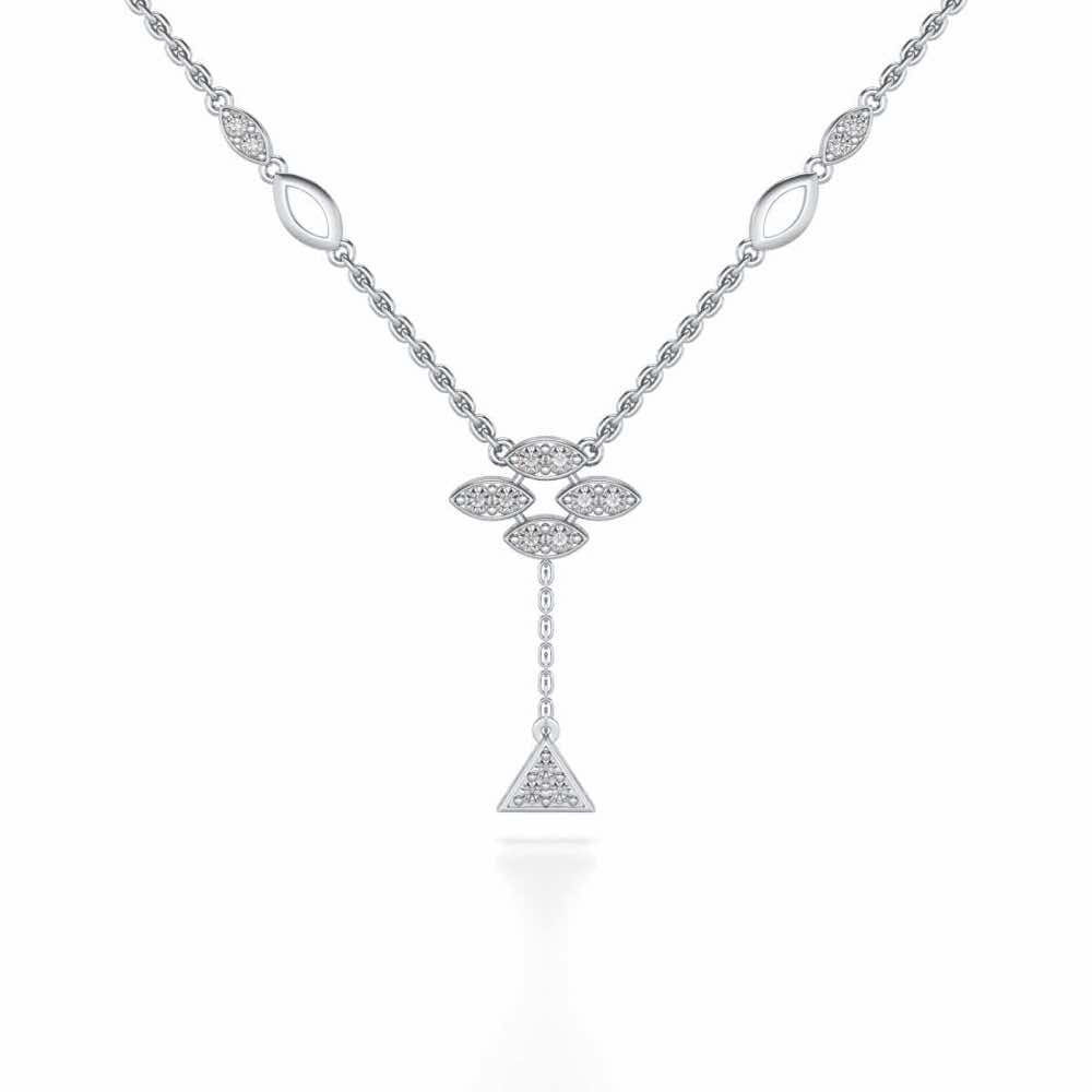 Vertical Eye Silver Pendant - White Gold - Image 2