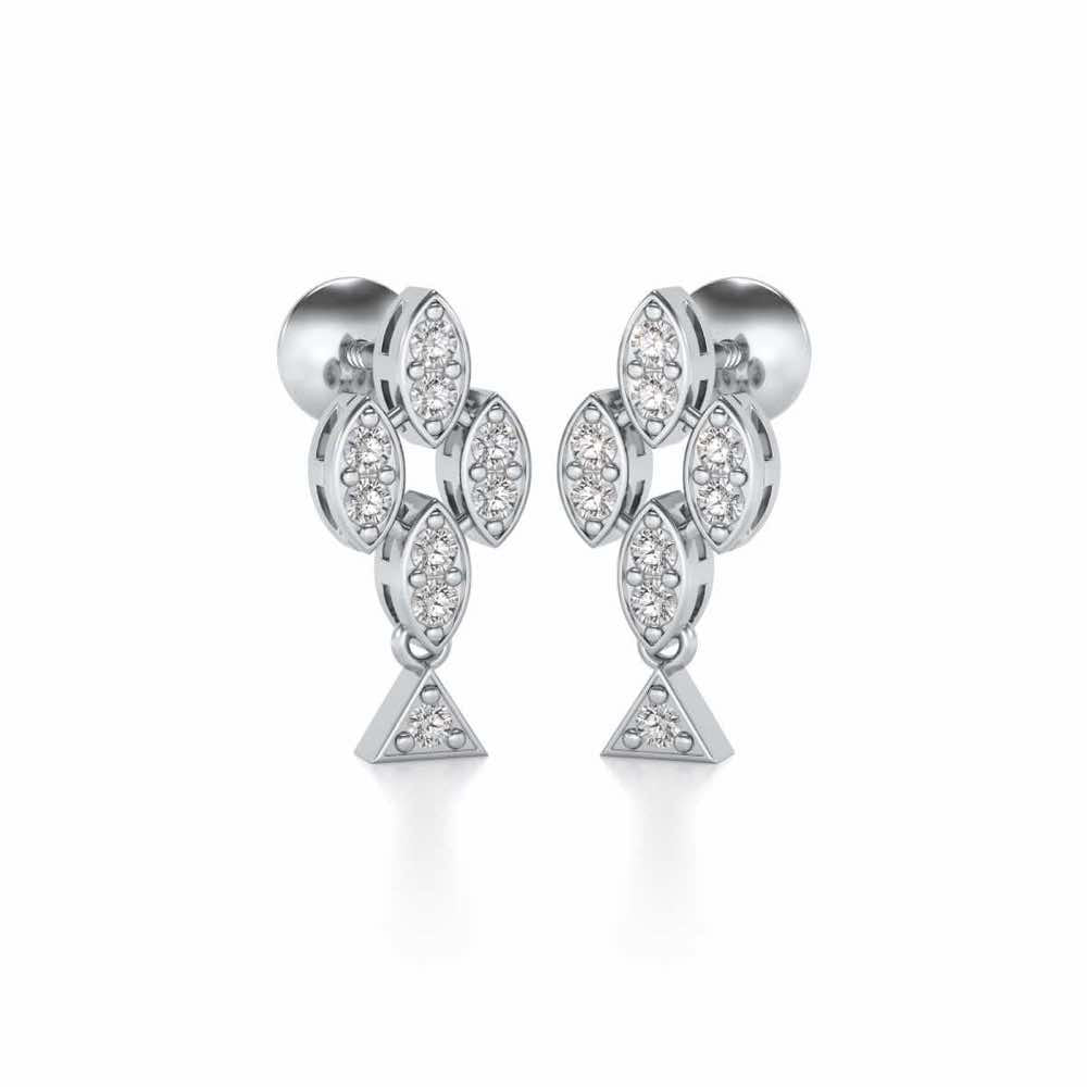 Vertical Eye Silver Earrings - White Gold - Image 2
