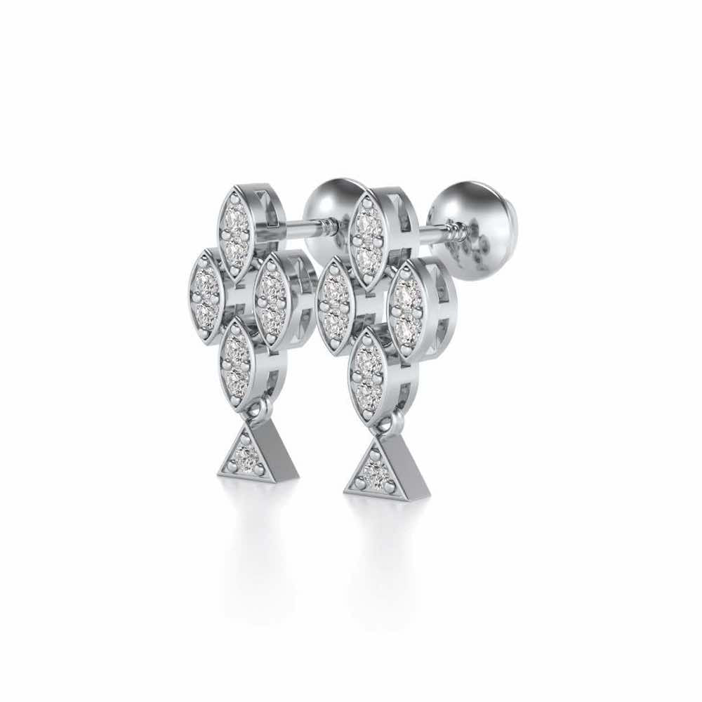 Vertical Eye Silver Earrings - White Gold - Image 3