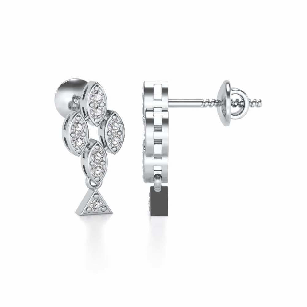 Vertical Eye Silver Earrings - White Gold - Image 4