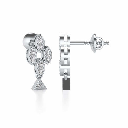 Vertical Eye Silver Earrings - White Gold - Image 4