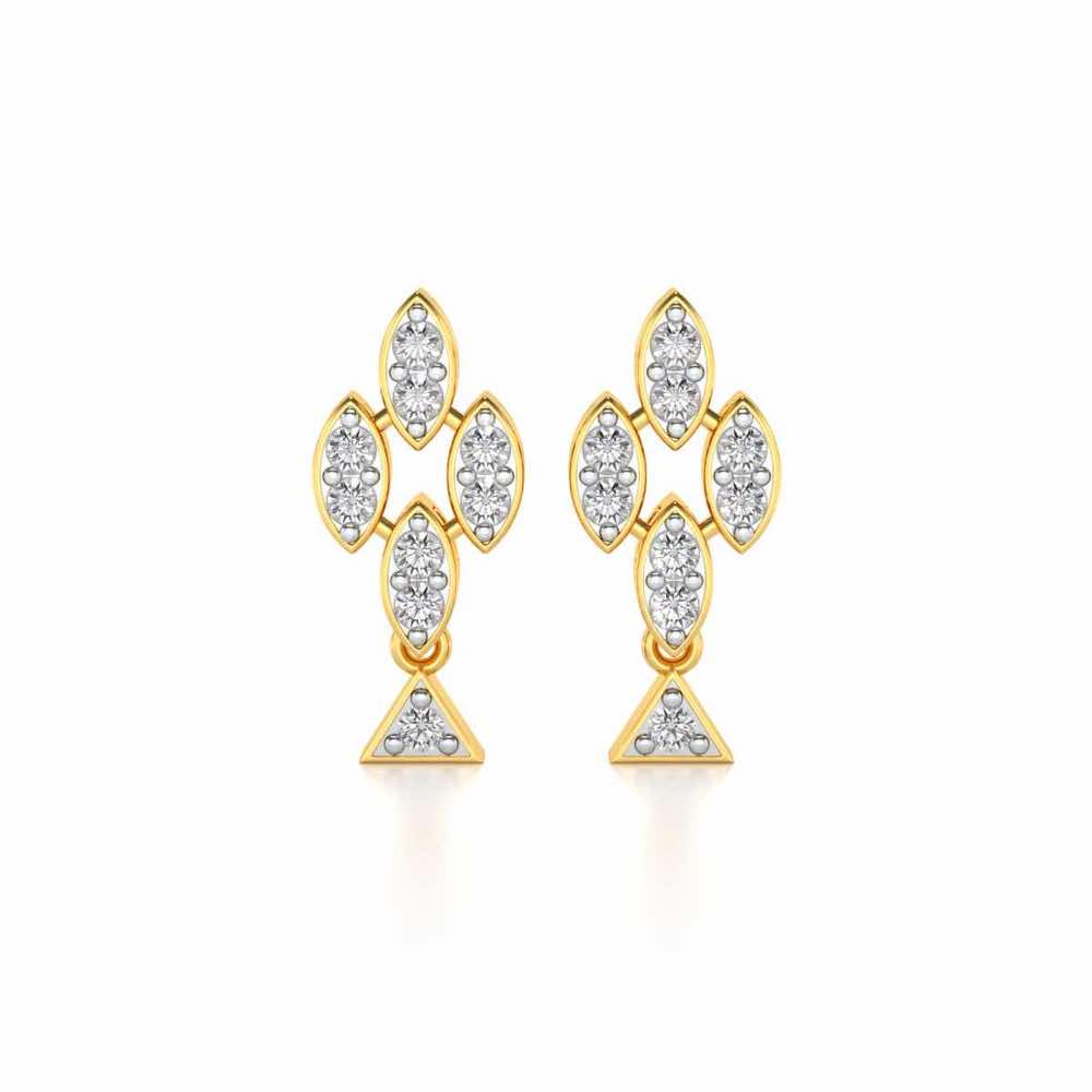 Vertical Eye Silver Earrings - Yellow Gold - Image 1