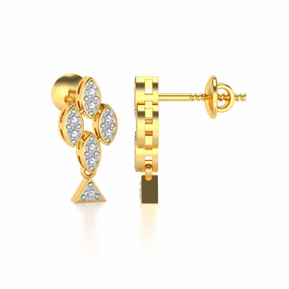 Vertical Eye Silver Earrings - Yellow Gold - Image 4