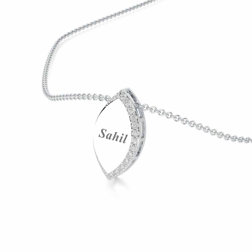 Verticaly Eye Silver Pendant - White Gold - Image 2