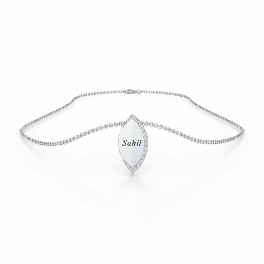 Verticaly Eye Silver Pendant - White Gold - Image 3