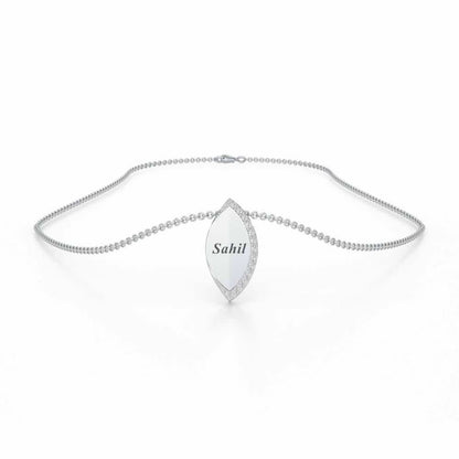 Verticaly Eye Silver Pendant - White Gold - Image 3