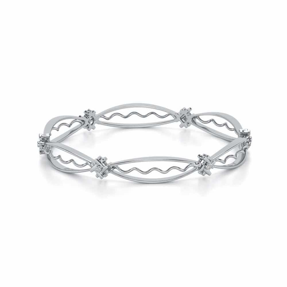 Vibe Catch Silver Bangles - White Gold - Image 2