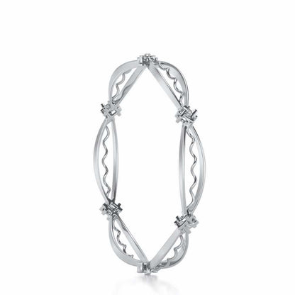 Vibe Catch Silver Bangles - White Gold - Image 3