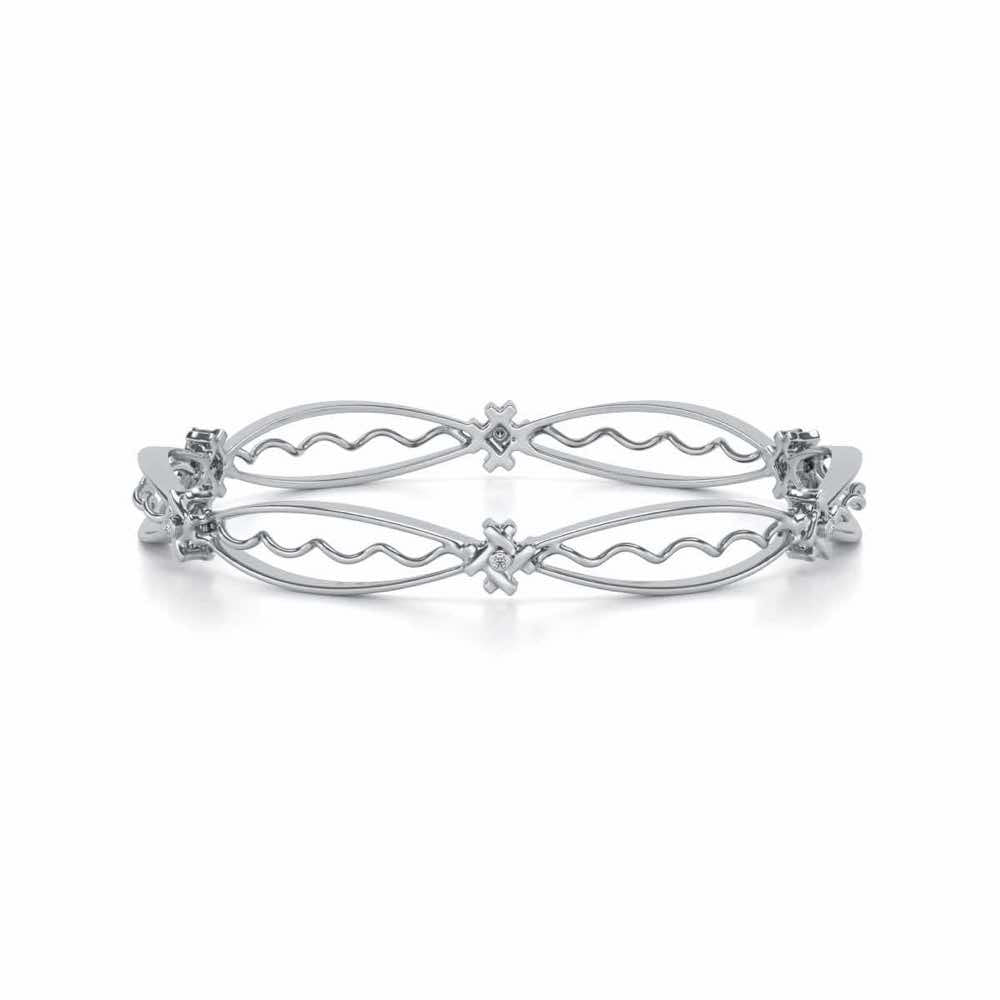 Vibe Catch Silver Bangles - White Gold - Image 4