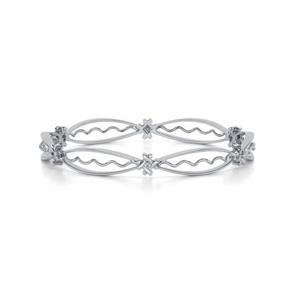 Vibe Catch Silver Bangles - White Gold - Image 4