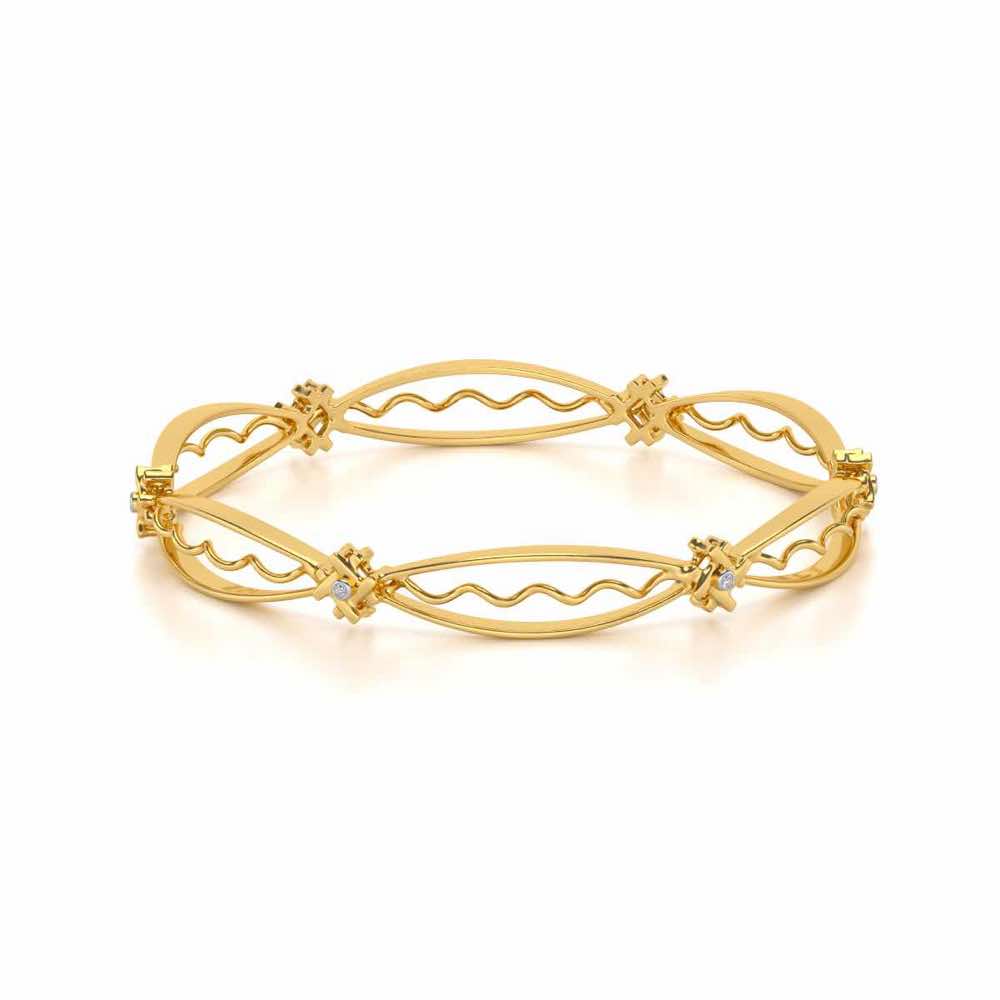 Vibe Catch Silver Bangles - Yellow Gold - Image 2
