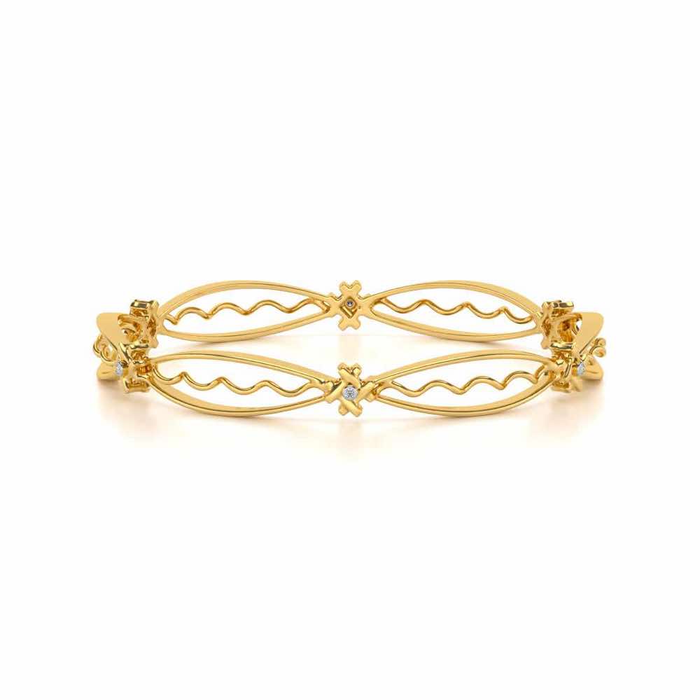 Vibe Catch Silver Bangles - Yellow Gold - Image 4