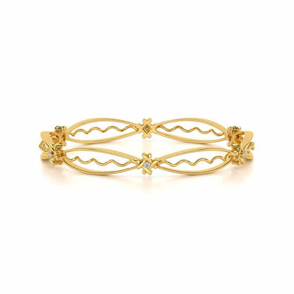 Vibe Catch Silver Bangles - Yellow Gold - Image 4