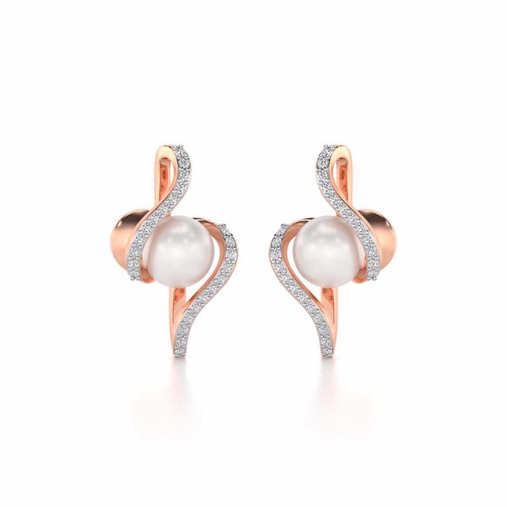 Vibe Silver Pearl Earrings - Rose Gold - Image 1