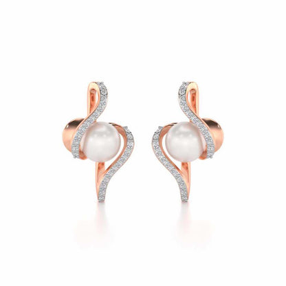 Vibe Silver Pearl Earrings - Rose Gold - Image 1