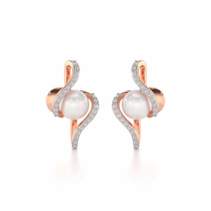Vibe Silver Pearl Earrings - Rose Gold - Image 1