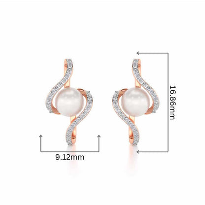 Vibe Silver Pearl Earrings - Rose Gold - Image 2