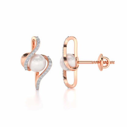 Vibe Silver Pearl Earrings - Rose Gold - Image 4