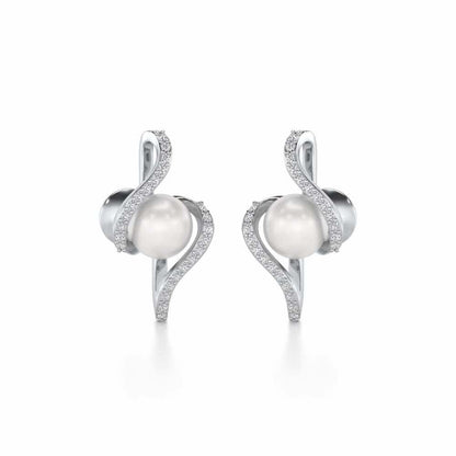Vibe Silver Pearl Earrings - White Gold - Image 1